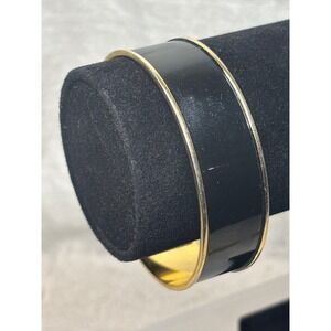 Vintage Monet Black &‎ Gold Tone Bangle Bracelet Classic Minimalist jewelry